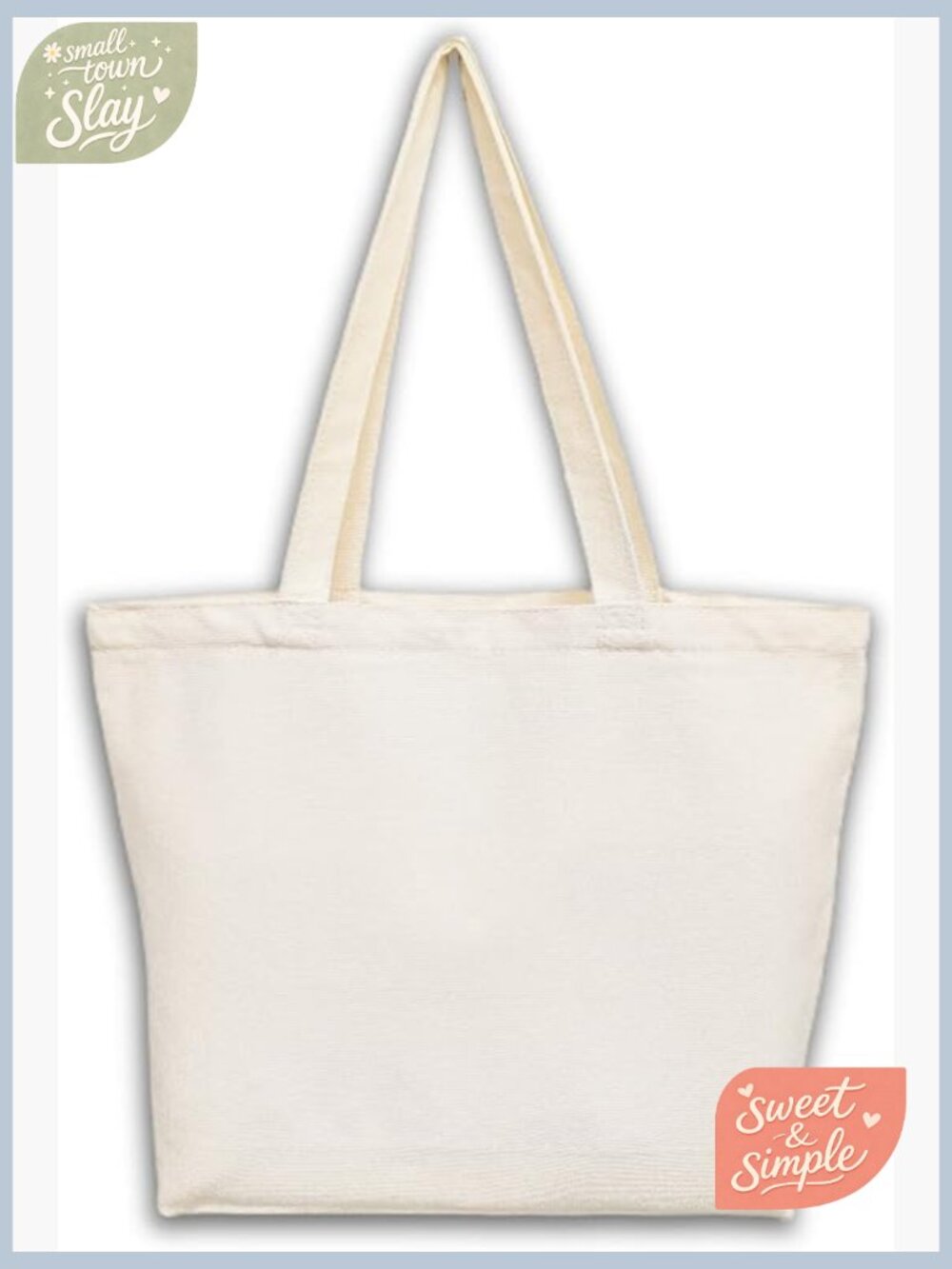 Large Canvas Tote Bag with Zipper Pockets - Durable Shopping Bag